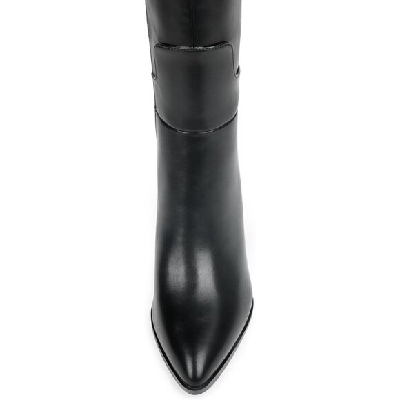 Women's Black Stiletto Knee High Closed Toe Long Boots Side Zipper Dress Boots - Picture 3 of 9